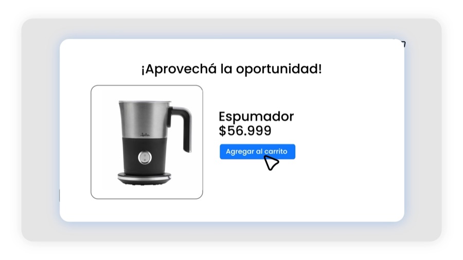 Vista previa de Al agregar al carrito con una recomendación de CrossUp
