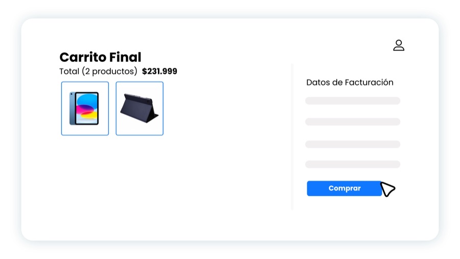 Vista previa de Página de compra con una recomendación de CrossUp